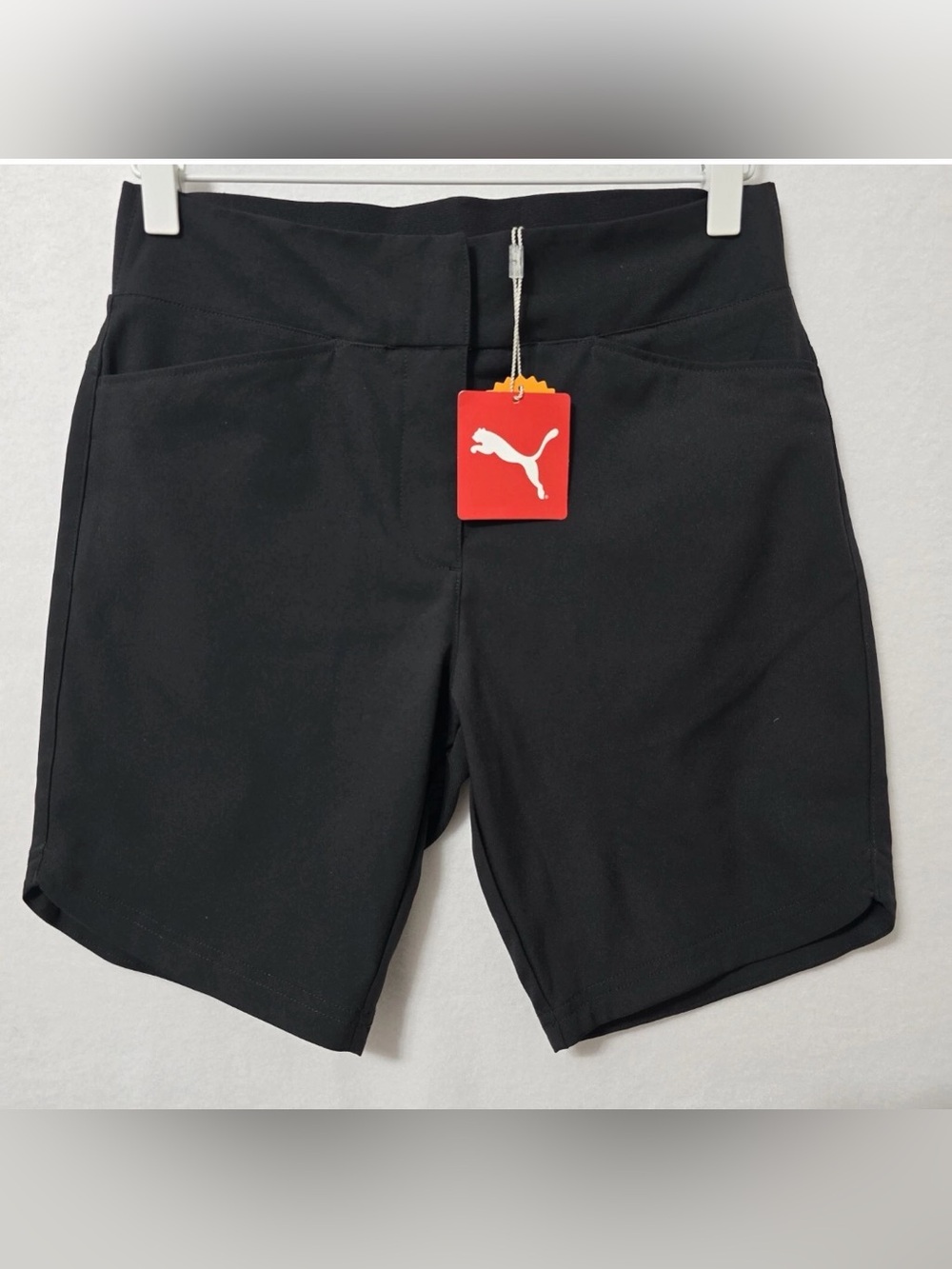 Puma Womens Bermuda Golf Chino Shorts 8" Sz XS Black UPF 50 Stetch Waist NWT